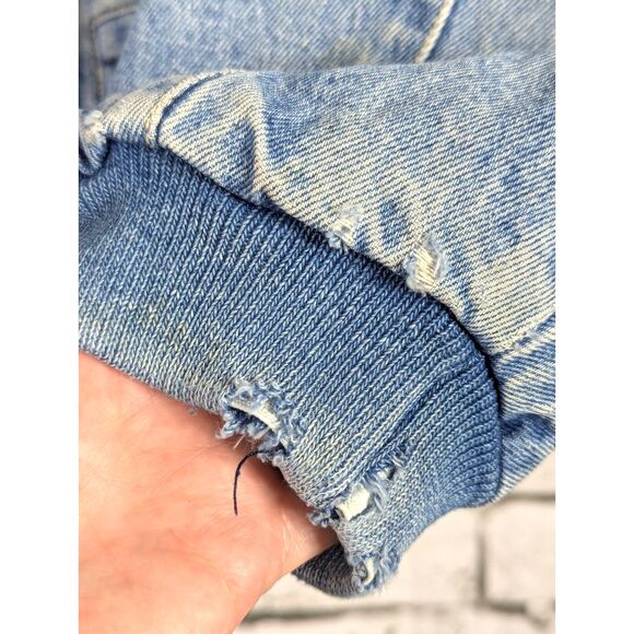 JAG Vintage 80s Distressed Grungy Punk Pop Graphic Denim Bomber Jacket Medium - Picture 11 of 14